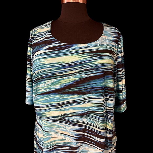 Connected Apparel Blue Black White Sheath Dress Size 22W - Picture 7 of 9